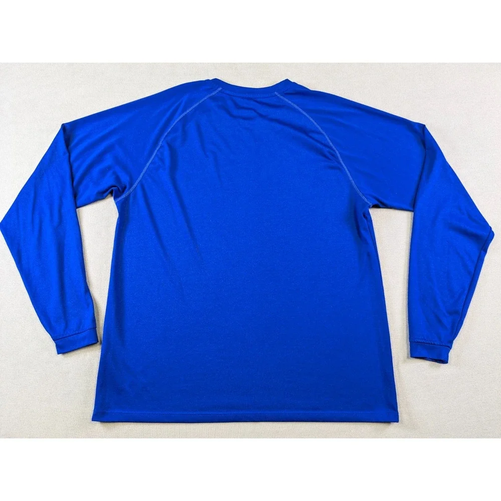 Kansas Jayhawks Shirt Mens Medium Blue Adidas Basketball Training Long Sleeve